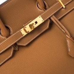 Pre Owned Hermes Gold Togo Leather Gold Hardware Birkin 35 Bag