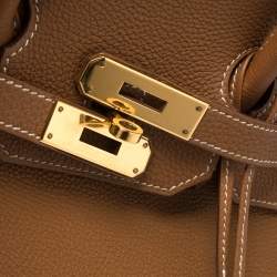 Pre Owned Hermes Gold Togo Leather Gold Hardware Birkin 35 Bag