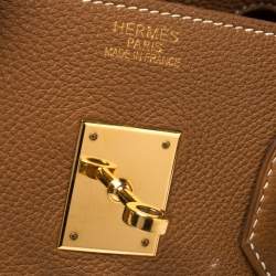 Pre Owned Hermes Gold Togo Leather Gold Hardware Birkin 35 Bag