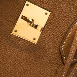 Pre Owned Hermes Gold Togo Leather Gold Hardware Birkin 35 Bag