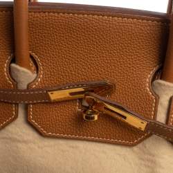 Pre Owned Hermes Gold Togo Leather Gold Hardware Birkin 35 Bag