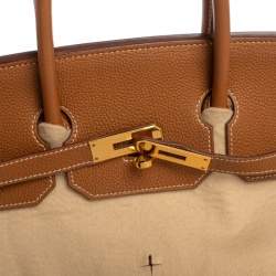 Pre Owned Hermes Gold Togo Leather Gold Hardware Birkin 35 Bag