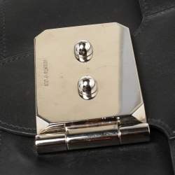 Pre Owned Hermes Black Leather Palladium Hardware Goodlock Clutch