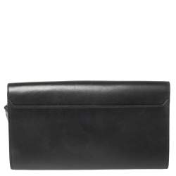 Pre Owned Hermes Black Leather Palladium Hardware Goodlock Clutch