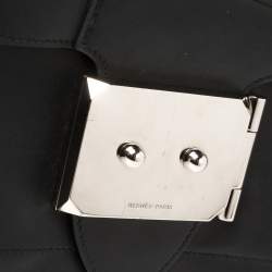 Pre Owned Hermes Black Leather Palladium Hardware Goodlock Clutch