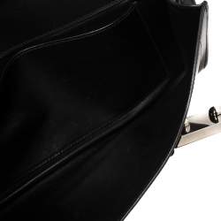 Pre Owned Hermes Black Leather Palladium Hardware Goodlock Clutch