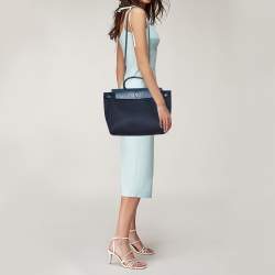 Pre Owned Hermes Blue Marine/Saphir Canvas and Leather Herbag Zip 31 Bag