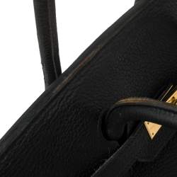 Hermes Black Taurillon Clemence Leather Gold Hardware Birkin 35 Bag