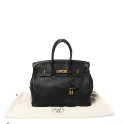 Hermes Black Taurillon Clemence Leather Gold Hardware Birkin 35 Bag