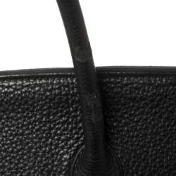 Hermes Black Taurillon Clemence Leather Gold Hardware Birkin 35 Bag