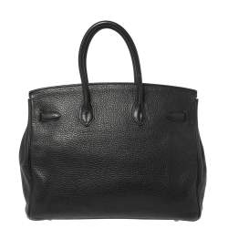 Hermes Black Taurillon Clemence Leather Gold Hardware Birkin 35 Bag