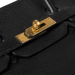 Hermes Black Taurillon Clemence Leather Gold Hardware Birkin 35 Bag