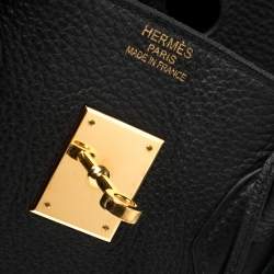 Hermes Black Taurillon Clemence Leather Gold Hardware Birkin 35 Bag