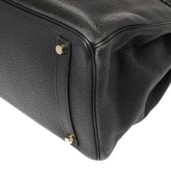 Hermes Black Taurillon Clemence Leather Gold Hardware Birkin 35 Bag