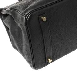 Hermes Black Taurillon Clemence Leather Gold Hardware Birkin 35 Bag