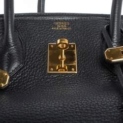 Hermes Black Taurillon Clemence Leather Gold Hardware Birkin 35 Bag