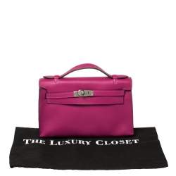 Hermes Cyclamen Swift Leather Palladium Hardware Kelly Pochette