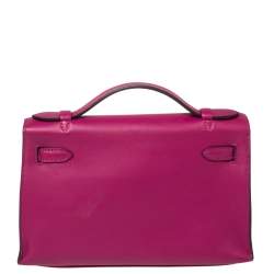 Hermes Cyclamen Swift Leather Palladium Hardware Kelly Pochette