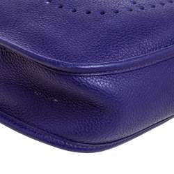 Pre Owned Hermes Ultraviolet Clemence Leather Evelyne I PM Bag