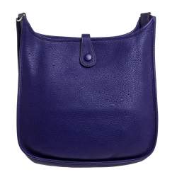 Pre Owned Hermes Ultraviolet Clemence Leather Evelyne I PM Bag