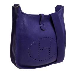 Pre Owned Hermes Ultraviolet Clemence Leather Evelyne I PM Bag
