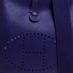 Pre Owned Hermes Ultraviolet Clemence Leather Evelyne I PM Bag