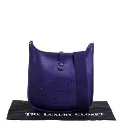 Pre Owned Hermes Ultraviolet Clemence Leather Evelyne I PM Bag