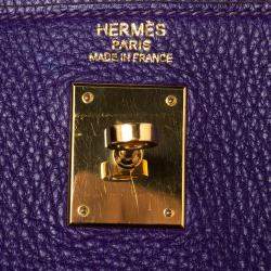 Hermes Ultraviolet Togo Leather Gold Plated Kelly Retourne 40 Bag