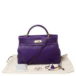 Hermes Ultraviolet Togo Leather Gold Plated Kelly Retourne 40 Bag