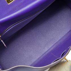 Hermes Ultraviolet Togo Leather Gold Plated Kelly Retourne 40 Bag