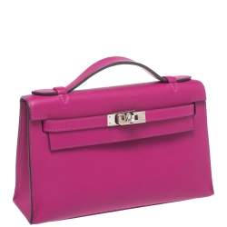 Hermès Cyclamen Swift Leather Palladium Hardware Kelly Pochette