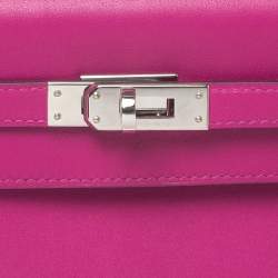 Hermès Cyclamen Swift Leather Palladium Hardware Kelly Pochette