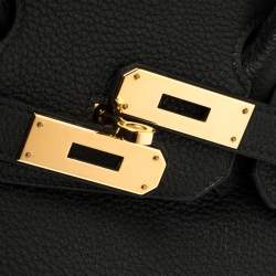 Hermes Noir Togo Leather Gold Hardware Birkin 30 Bag