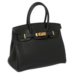 Hermes Noir Togo Leather Gold Hardware Birkin 30 Bag