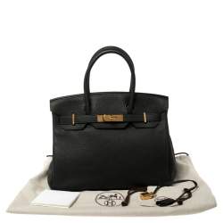Hermes Noir Togo Leather Gold Hardware Birkin 30 Bag
