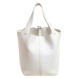 Pre Owned Hermes White Togo Leather Picotin MM Bag