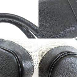 Pre Owned Hermes Black/Off White Toile and Negonda Leather Garden Party Bag