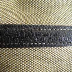 Pre Owned Hermes Black/Off White Toile and Negonda Leather Garden Party Bag