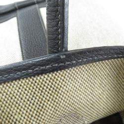 Pre Owned Hermes Black/Off White Toile and Negonda Leather Garden Party Bag