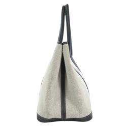 Pre Owned Hermes Black/Off White Toile and Negonda Leather Garden Party Bag