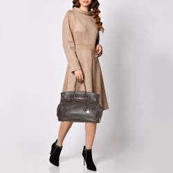 Hermes Cacao Clemence Leather Palladium Hardware Birkin 35 Bag