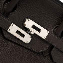 Hermes Cacao Clemence Leather Palladium Hardware Birkin 35 Bag