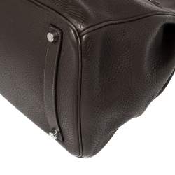 Hermes Cacao Clemence Leather Palladium Hardware Birkin 35 Bag