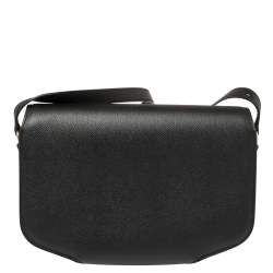 Pre Owned Hermes Black Epsom Leather Gold Hardware Cherche Midi 25 Bag