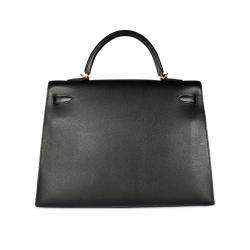 Pre Owned Hermes Black Epsom Leather Gold Hardware Kelly Sellier 35 Bag