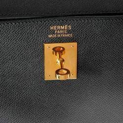 Pre Owned Hermes Black Epsom Leather Gold Hardware Kelly Sellier 35 Bag