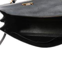 Pre Owned Hermes Black Epsom Leather Gold Hardware Kelly Sellier 35 Bag