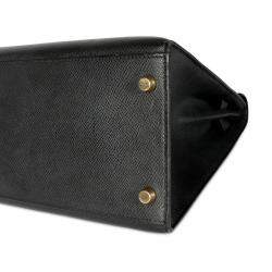 Pre Owned Hermes Black Epsom Leather Gold Hardware Kelly Sellier 35 Bag