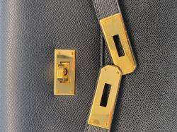 Pre Owned Hermes Black Epsom Leather Gold Hardware Kelly Sellier 35 Bag