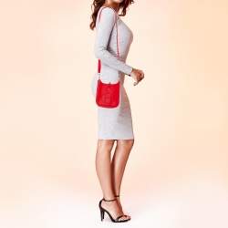 Pre Owned Hermes Rouge Tomate Clemence Leather Evelyne TPM Bag